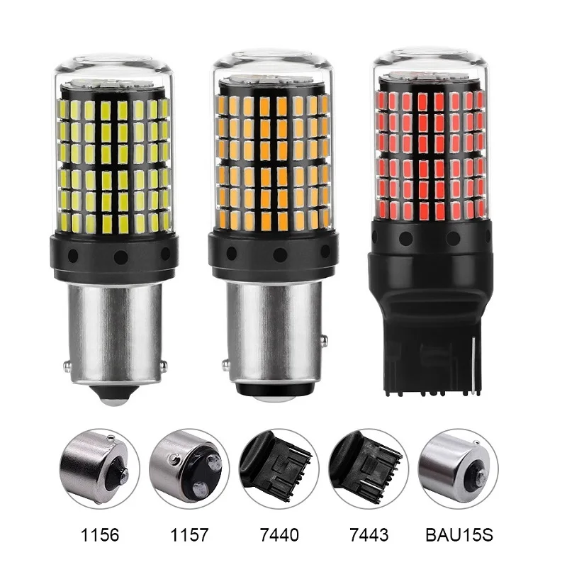 

1PCS 3014 144smd Canbus S25 1156 P21W BA15S LED BAY15D BAU15S PY21W T20 LED 7440 7443 W21W 1157 led Bulbs For Turn Signal Light