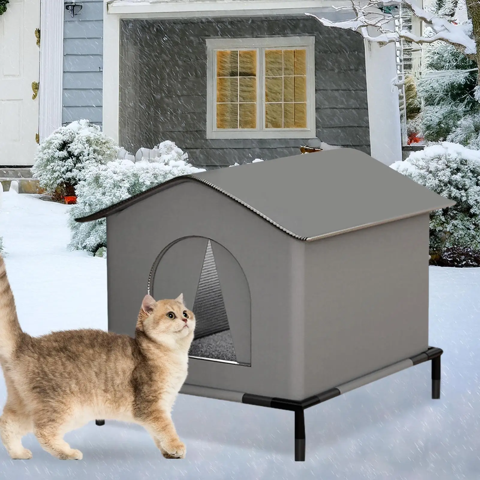 Stray Cat Dog Warm House Waterproof Winter Outdoor Warm Pet Cave Sleeping Beds Home Foldable Washable For Dog Puppy Supplies