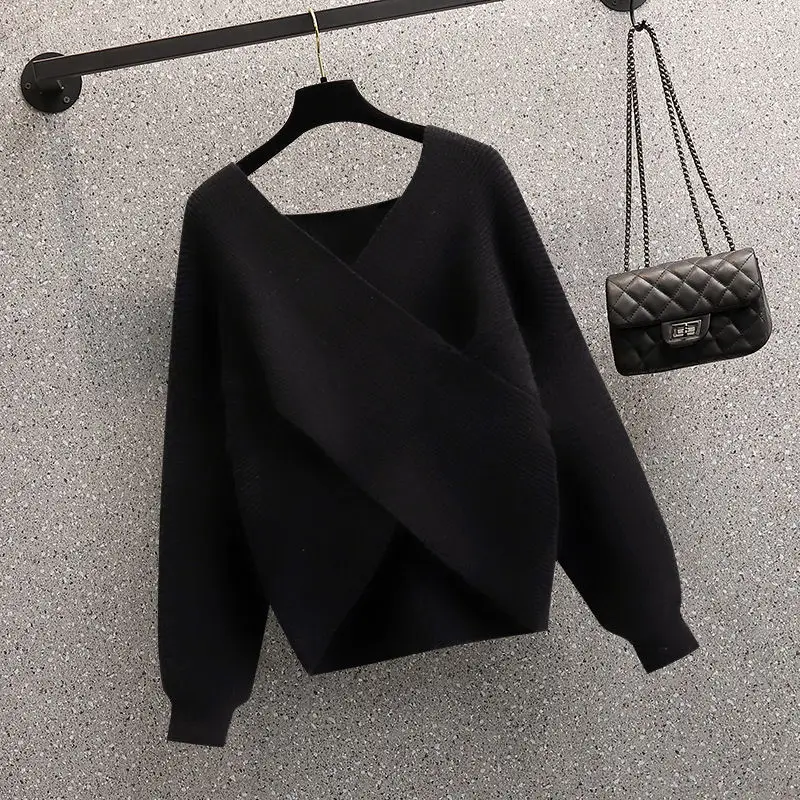 Autumn and Winter Set Women's New Korean Edition Western Style Slim Cross Sweater Vest Skirt Two Piece Set Trendy