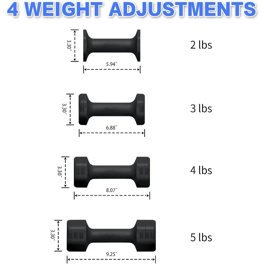 Adjustable Dumbbells Set- 2 lb 3lb 4lb 5lb Free Weights Set for Home Gym Equipment Workouts Strength Training for Women, Men