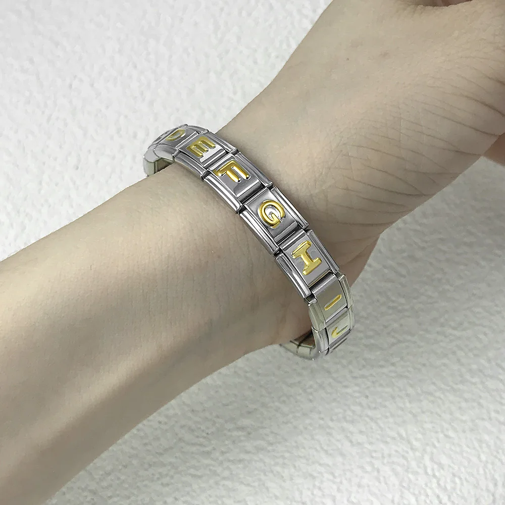 1pc Trendy Italian Charms Bracelet 26 English A-Z Letter Name Custom DIY Jewelry Making Gift Hand Bangle Chain Jewellry