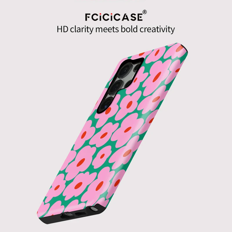 Floral Shockproof Acrylic Matte Phone Case – Flower Pattern, Anti-Drop Protection