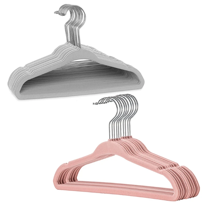 

10Pcs Baby Non-Slip Velvet Hangers Space Saving 360 Degree Swivel Hook Flocked Felt Kids Clothes Drying Rack Organizer Dropship
