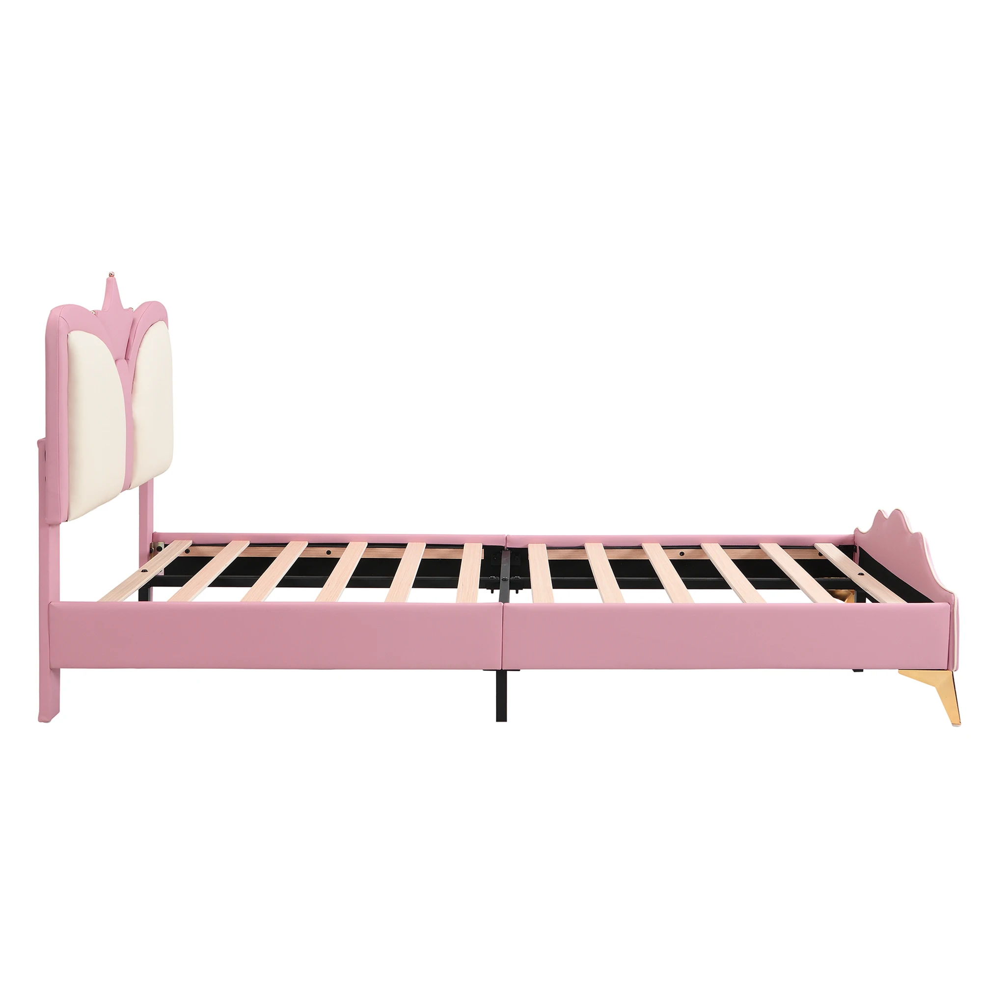 Gepolstertes Bett, Einzelbett, Kinderbett, kronenförmiges Kopfteil, weicher, stoßdämpfender Schwammrand und Kopfteil – Detail 17