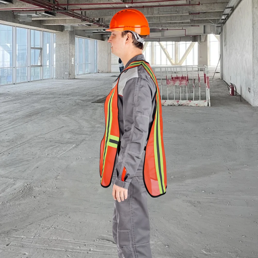 Industrial Safety Vest with Reflective Strips Breathable Night Working Vest Construction Work for Engineer Construction
