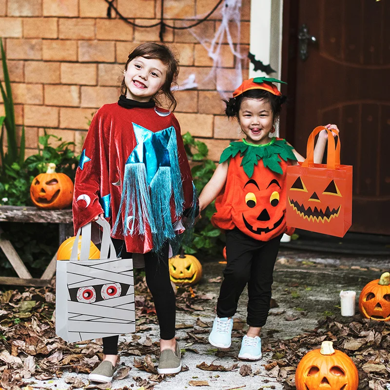 8-24Pcs Halloween Non-Woven Gift Bags Pumpkin Ghost Candy Snacks Packaging Bag Halloween Party Home Decor Supplies Kids Favors