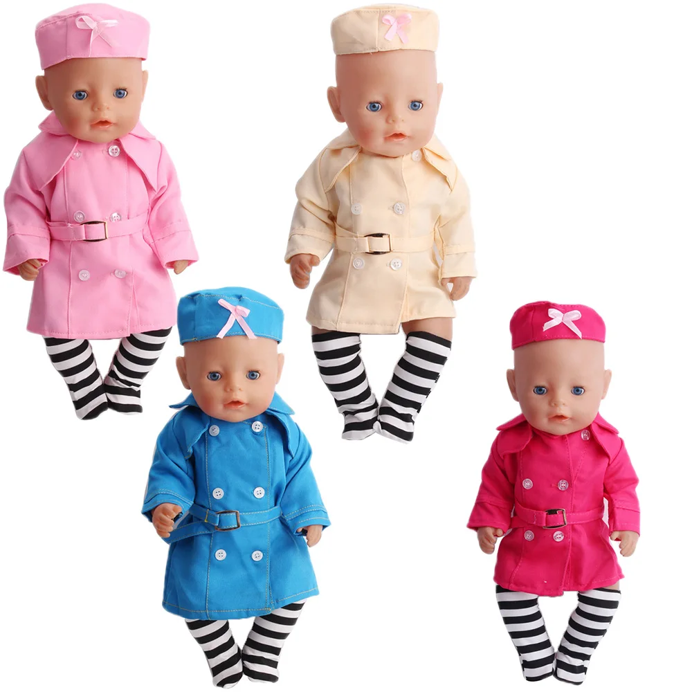 Spring And Autumn Color Clothes + Coat + Socks For 17 Inches 43Cm  Born Baby Suits For Babies Birthday Holiday Gifts