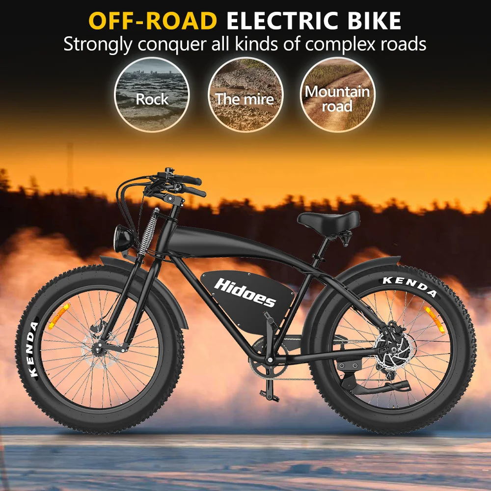 US EU STOCK Hidoes B3 Off Road Electric Bike 26 Inch Fat Tire 48V 1200W 60KM/H Electric Snow Bike Road Bicycle
