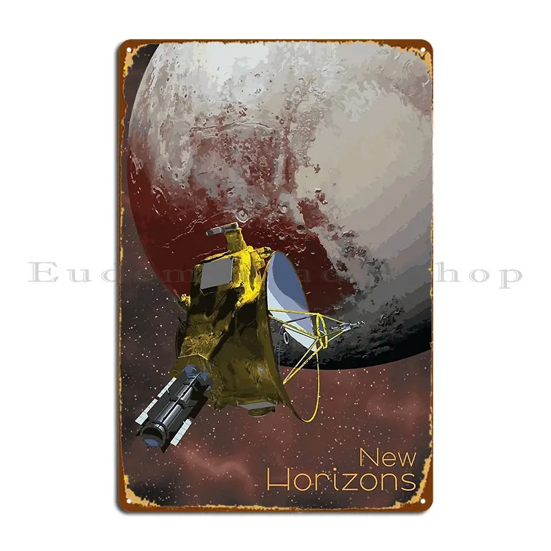 New Horizons Flyby Over Pluto Metal Sign Sign Home Personalizza Garage Funny Tin Sign Poster