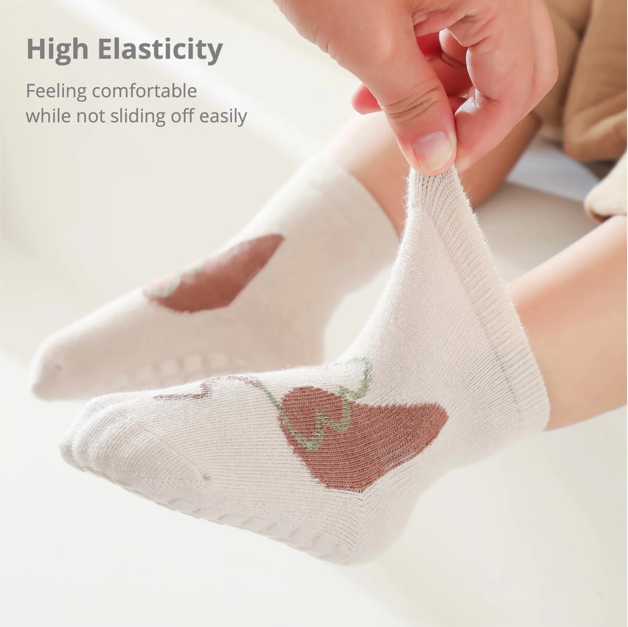 2 Pairs Baby Non Slip Grip Socks Anti Slip Sock Winter Spring Cute