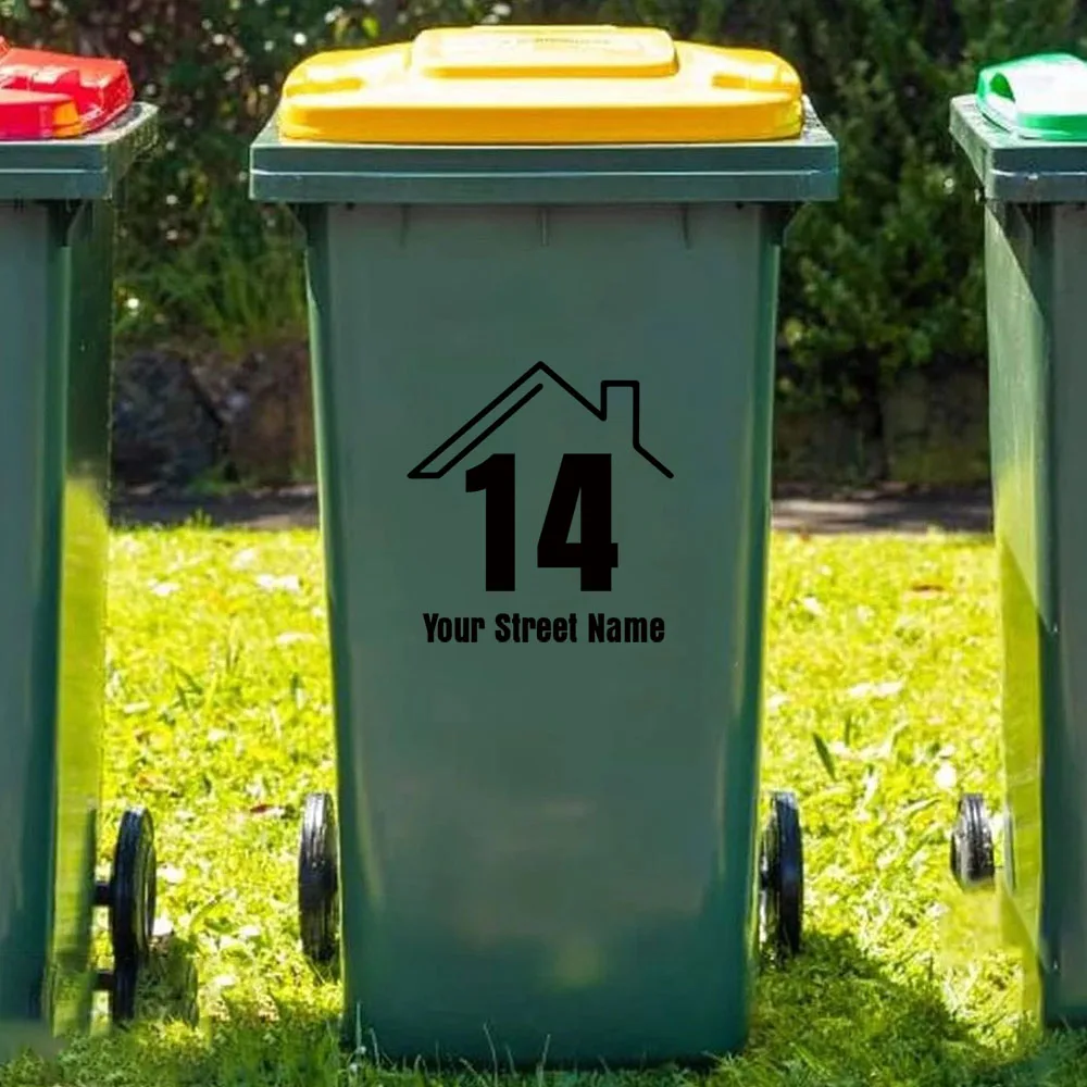 1pc Vinyl Minimalist Style Can Be Customised with Weatherproof Base Wheeled Bin Number and Bin Sticker with House Number and Str 1