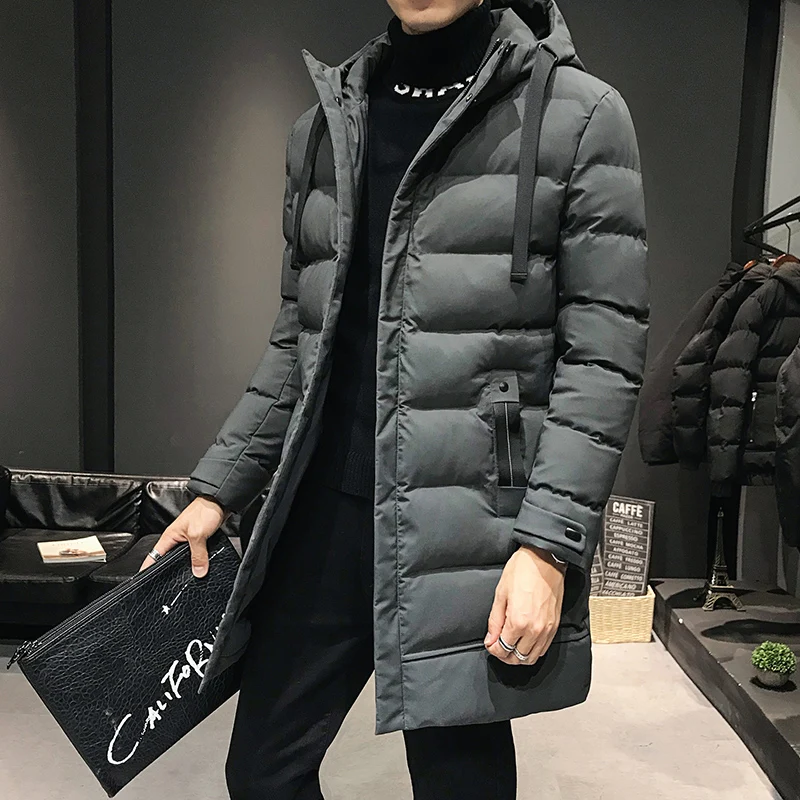 Men's Mid-Length Thiened Winter Jaet Du down Cotton Coat Warmth Sle 2023 New Faion Trend Youth Casual Zipper Closur...