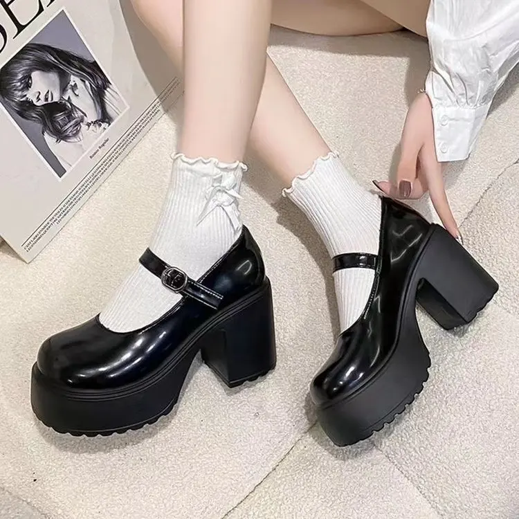 Vielseitige Damenschuhe mit dicken Absätzen, modische Schnallenpumps, Mary Jane-Schuhe, Damen, weißer Lolita-Schuh, Retro-Lederschuhe, Mujer – Detail 9