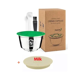 Reusable Stainless Steel Coffee Capsule with Milk Foam Filter Cartridge (1pc-1 milk lid)