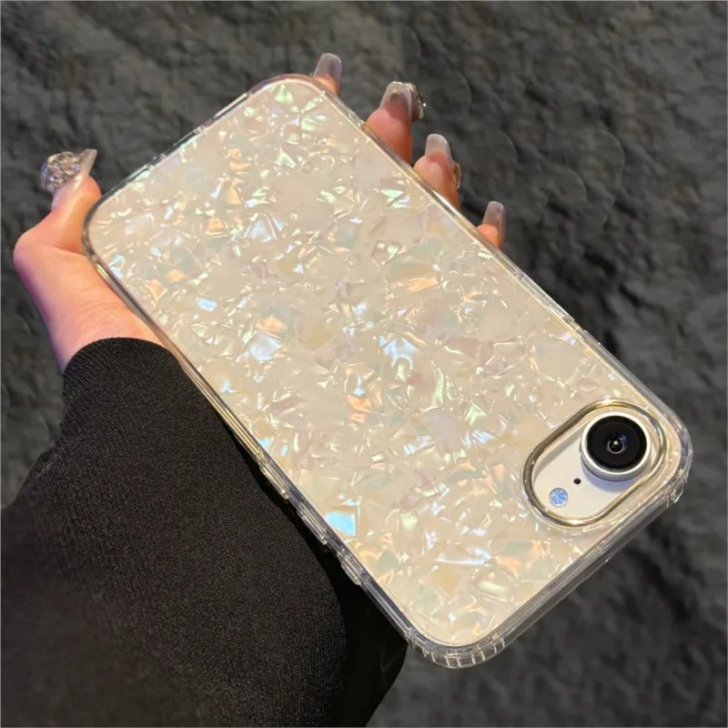 Luxury Aurora Glossy Shell Pattern Shockproof Case with Bright Laser Finish