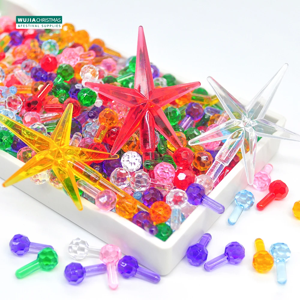 100pcs Ceramic Christmas Tree Plastic Faceted Globe Light Ornament Multicolor Light Beads Diy Replacement Bulbs Party Home Decor