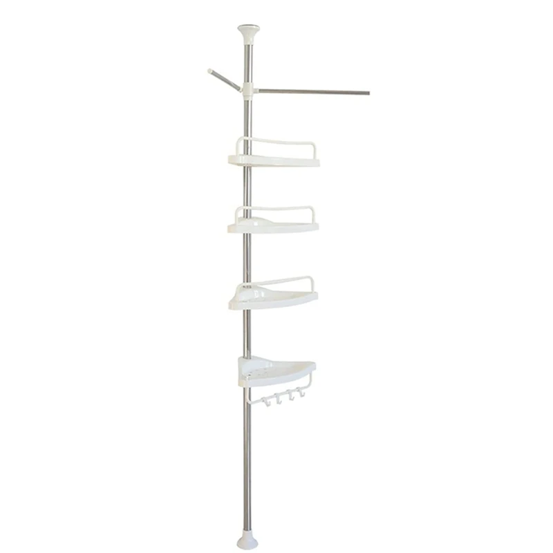 4 Tier Bathroom Corner Shower Caddy Tension Pole Rust Proof Telescopic Rod  Storage Rack Organizer Corner Shower Organizer - AliExpress