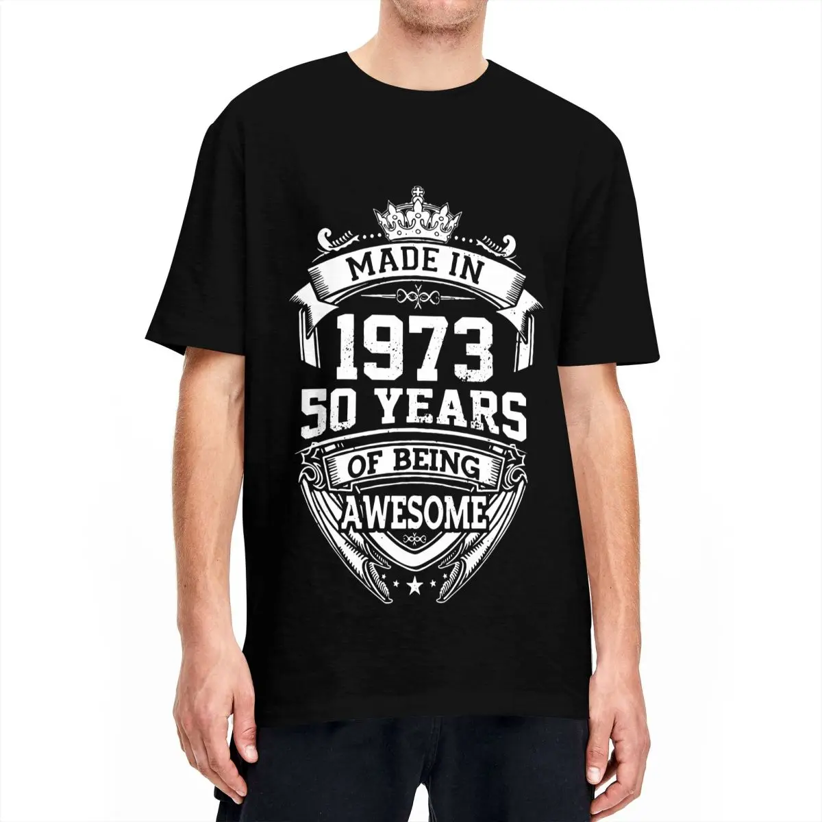 

Fashion Made In 1973 50 Years Of Being Awesome Old T-Shirts for Men Pure Cotton T Shirt 50th Birthday Tee Shirt Summer Tops