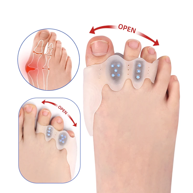 Toe Separator Bunion Corrector 2pcs Foot Care Toe Spacer Bunion Pad Big Toe Separator Protector Thumb Valgus Correction Relief Feet Pain Foot Bone Adjuster