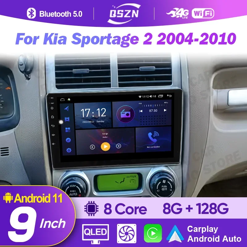 Автомагнитола 2DIN для Kia Sportage 2 2004-2010, мультимедийный видеоплеер, навигация, Wi-Fi, автомобильная стереосистема Carplay