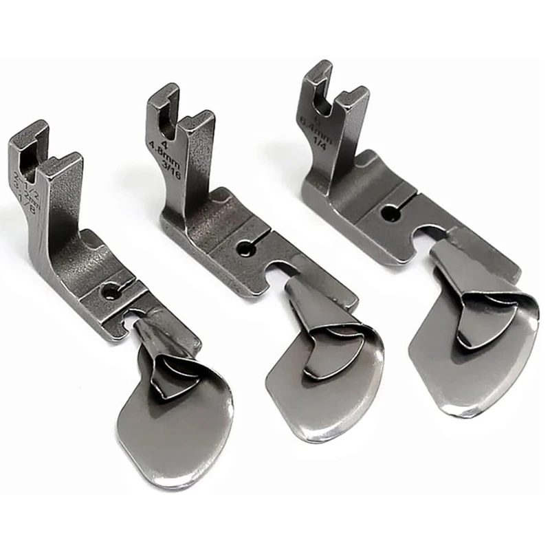 3Pc Industrial Curved Scroll Hemmer Foot Flat Car Arc Curling Presser Foot 1/8Inch+3/16Inch+1/4Inch