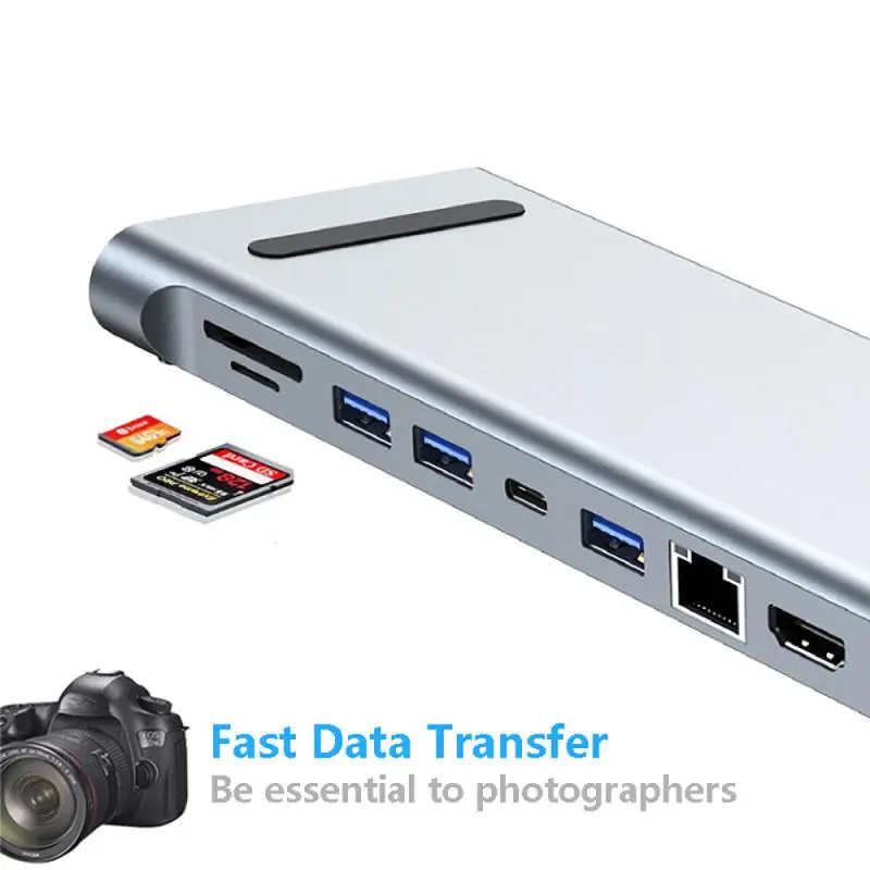 

Док-станция 12 в 1 с USB Type-C на USB Type-C и поддержкой передачи Pd