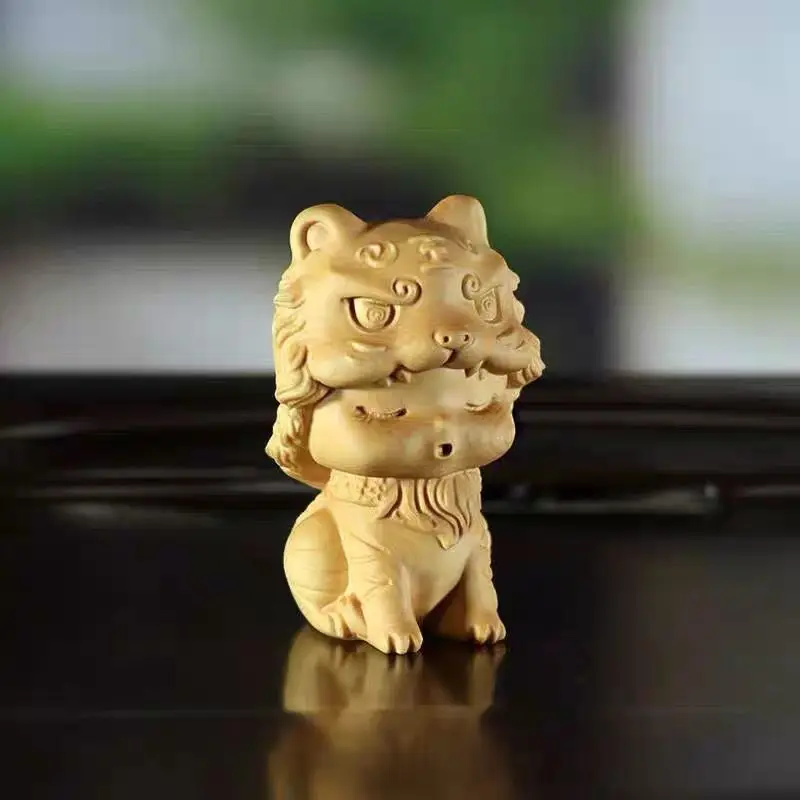 

Брелок для ключей со знаками Зодиака, домашний декор с ручкой из бокса, настольный милый кулон в виде тигра в год, украшения из массива дерева