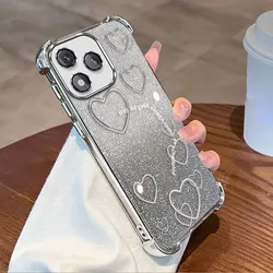 Glitter Plating Clear Shockproof TPU Protective Cover with Loving Heart Design for Honor X5d (HFDDSJFSTX004A)