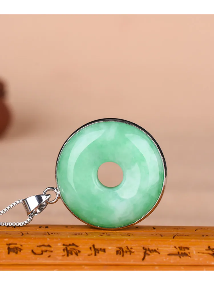 

Genuine Green Jade Pendant With 925 Sterling Silver Add Chain Jade Jewelry Necklace Lucky Accessories Unisex