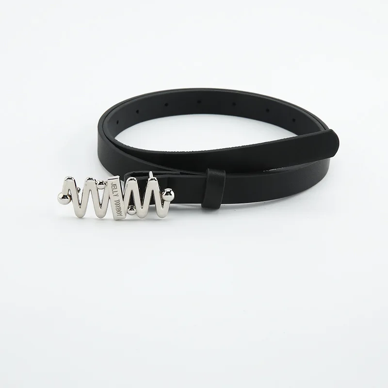 

New Fashion Leather Thin Belt For Women Personality Metal Buckle Waist Strap Designer Ladies Trouser Dress Decoration Waistband