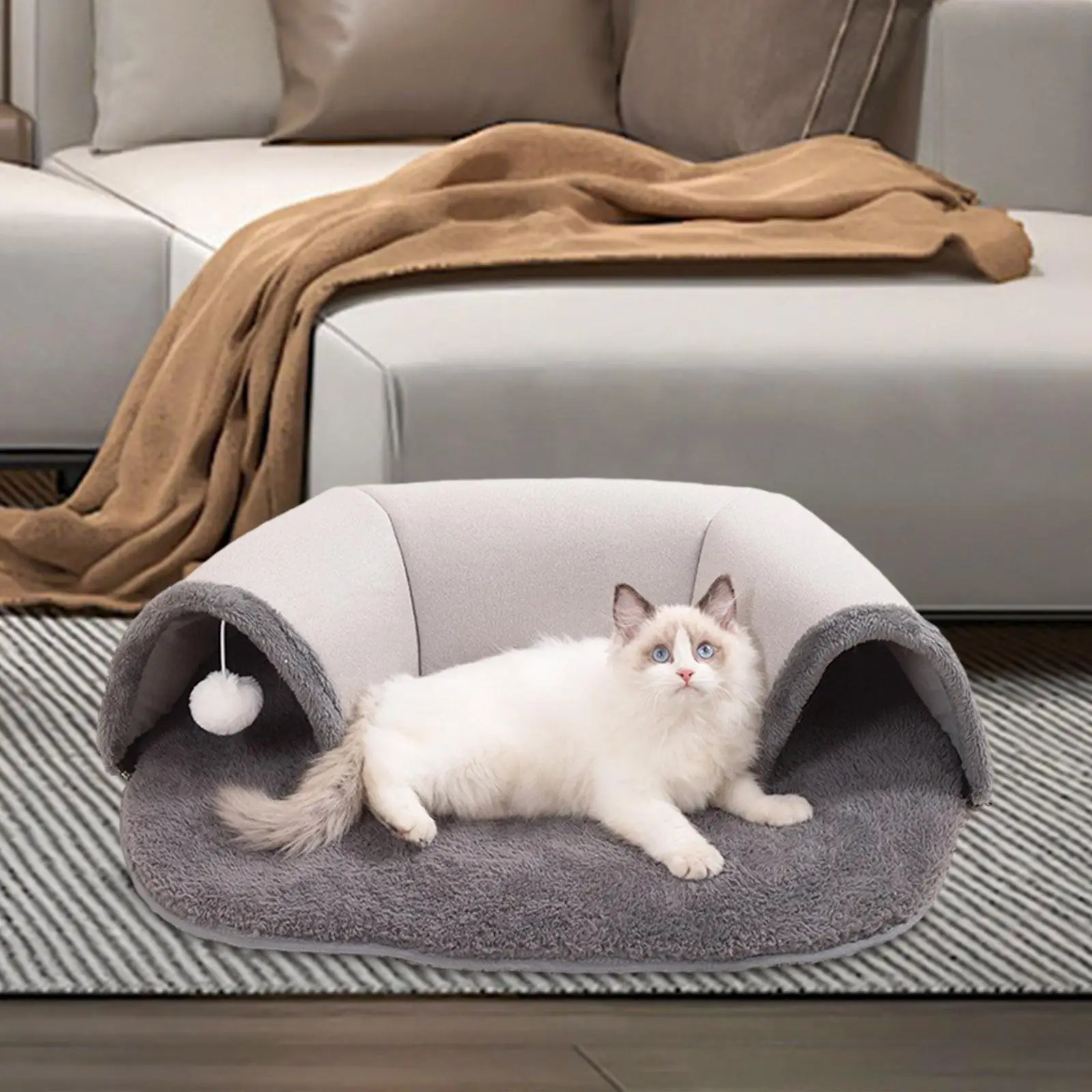 Winter Warm Cat Tunnel Bed Autumn Warm Tunnel Mat for Indoor Cats Kitten