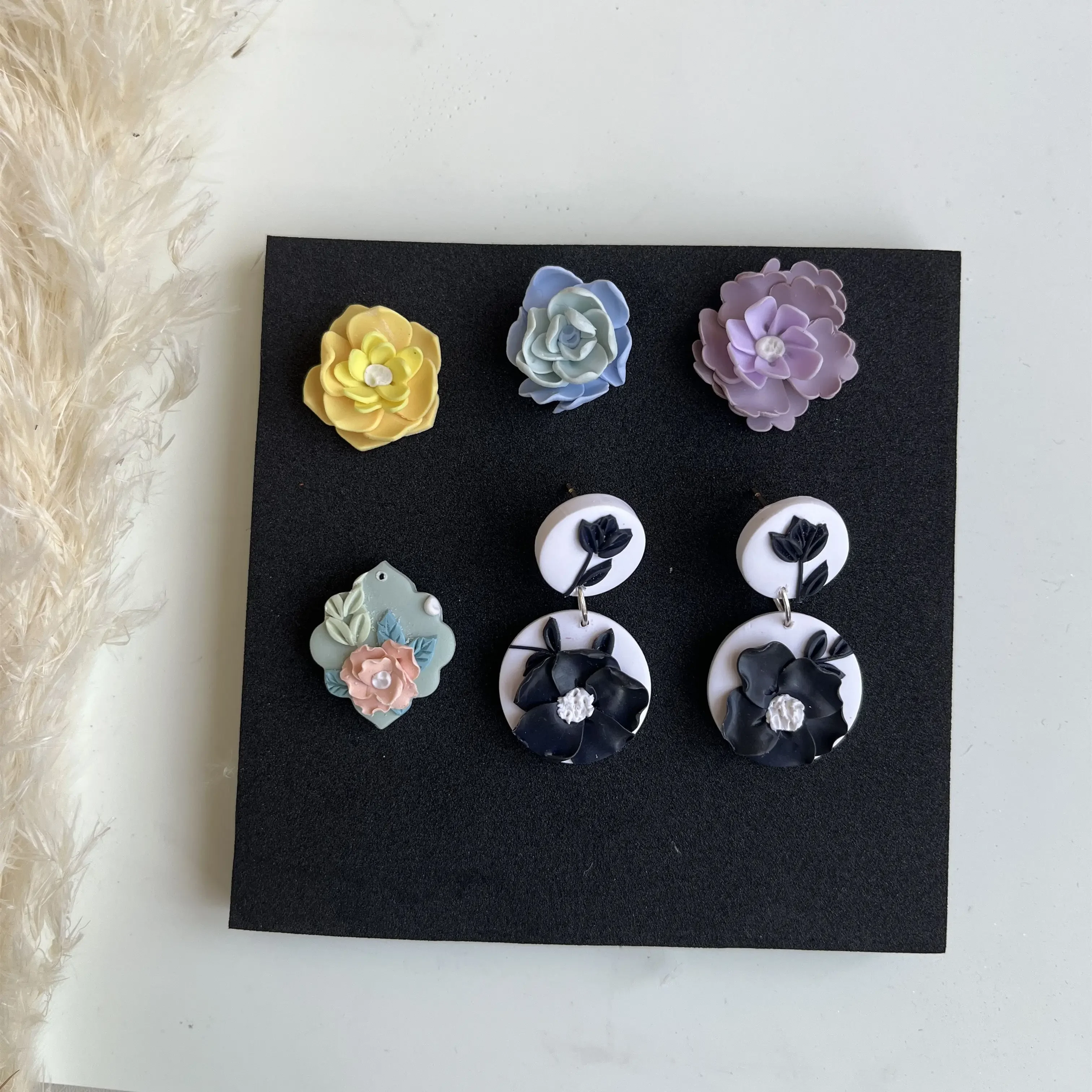 Soft Ceramic Petals DIY Exclusive Foam Cushion French Earrings U-Cut Mold Earrings Jewelry Pendant Making polymer clay tools clay sculpting tools pottery sculpting tools clay craft tool