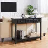 Console Table with 3 Drawers, Wood Entryway Table with Storage Shelf, Sofa Tables Narrow Long for Living Room, Entryway, 6