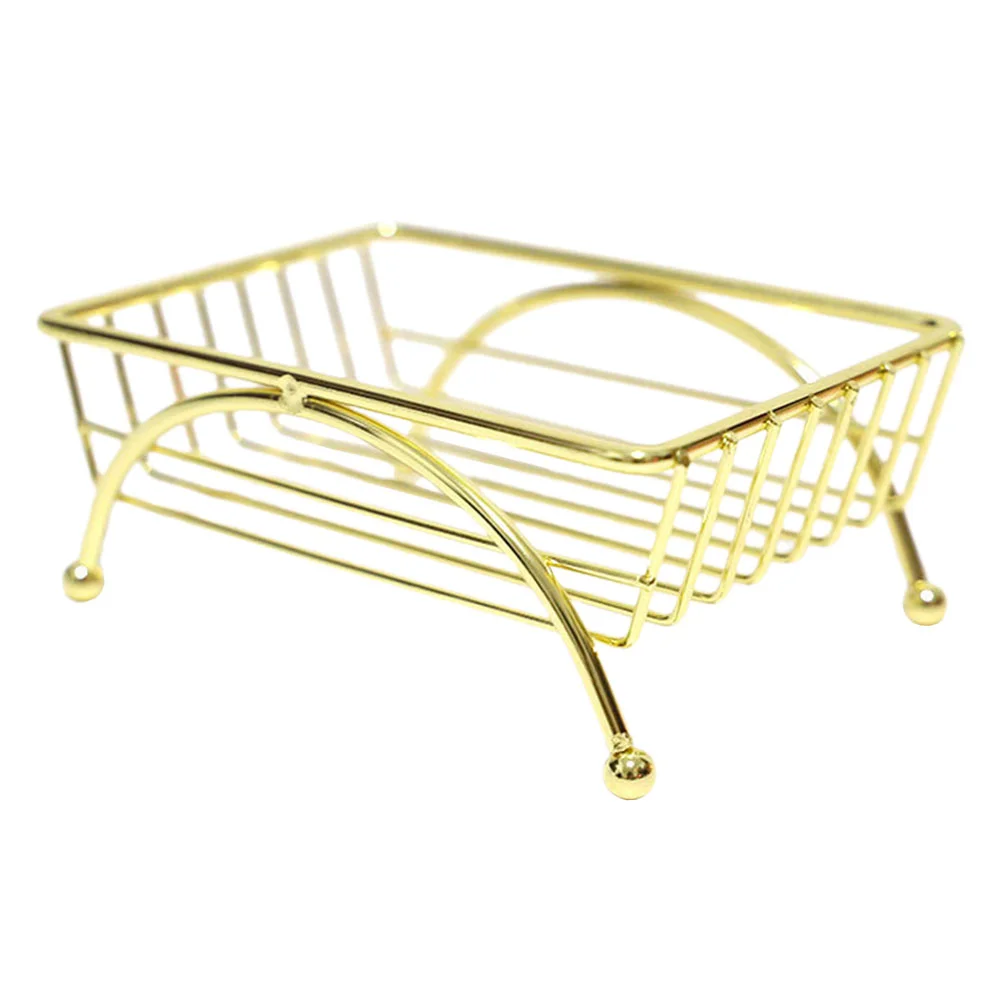 

Laundry Soap Storage Holder Soap Draining Iron Tray Bathroom Supplies (Golden)