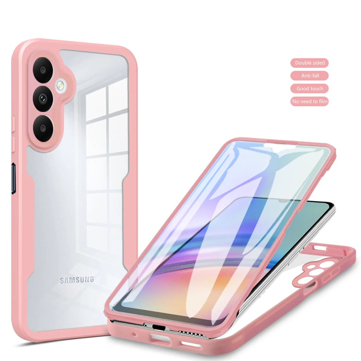 Enhanced Protective Full Body Phone Case with Double-Sided Cover