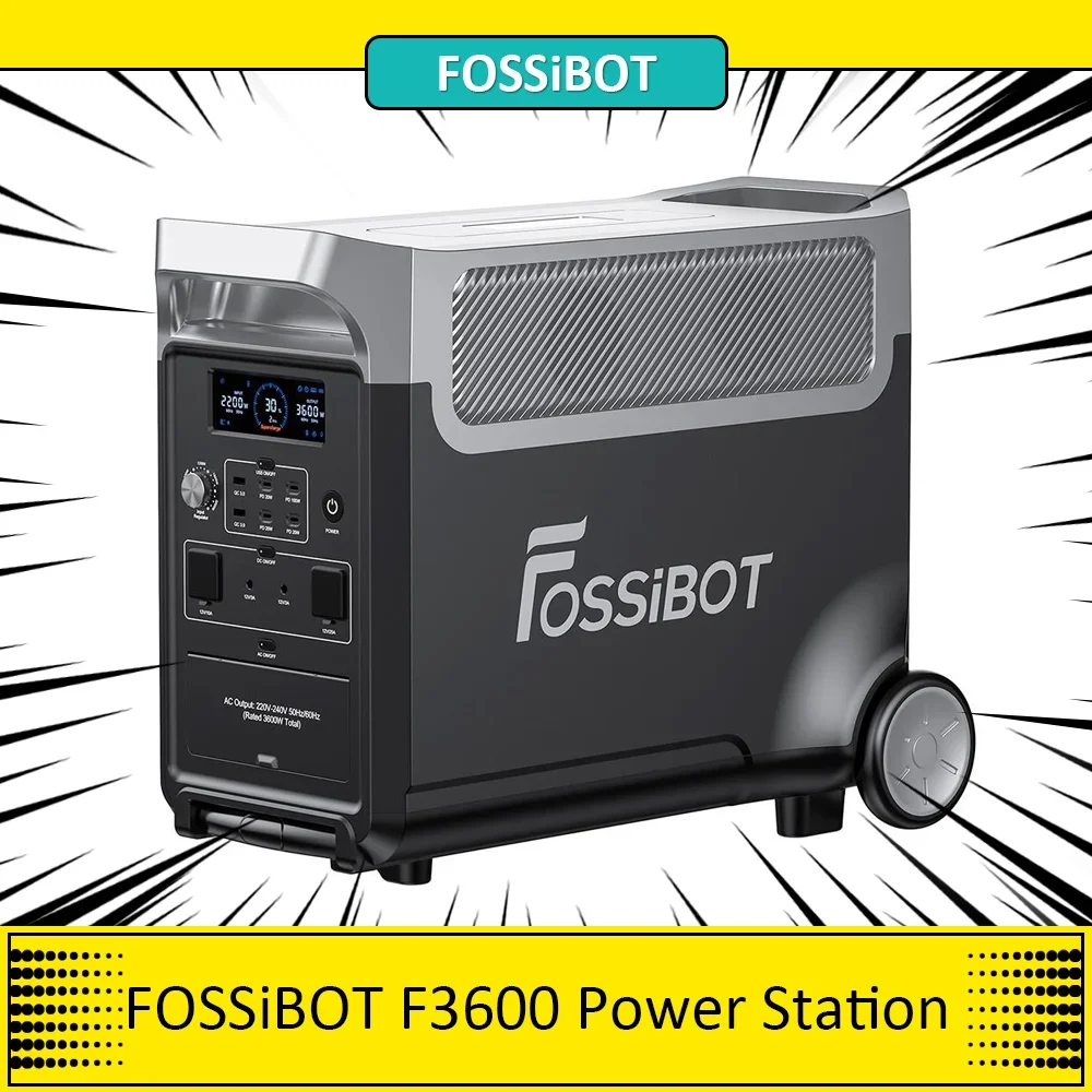 Fossibot F3600 Centrale Elettrica Portatile, Generatore Solare Lifepo4 3840Wh, Uscita Ca 3600W, Carica Solare Massima 2000W, 13 Porte Di Uscita