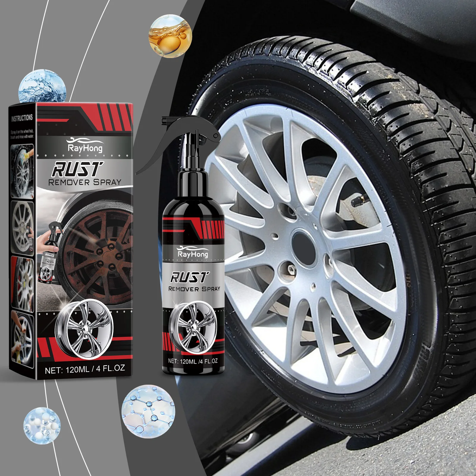Wheel Rust Removal Cleaning Spray Powerful Decontamination Polishing Maintenance Wheel Hub Automobile Cleaning Agent