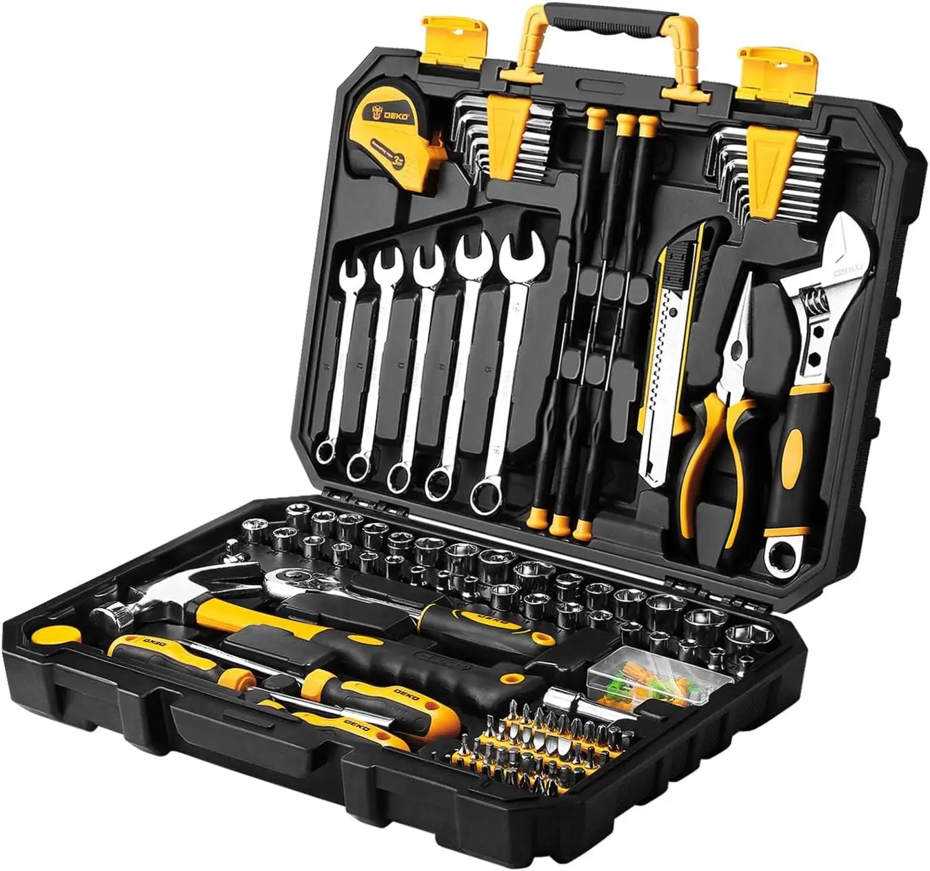 

DEKOPRO 158 Piece Tool Set-General Household Hand Tool Kit,Auto Repair Tool Set, with Plastic Toolbox Storage Case