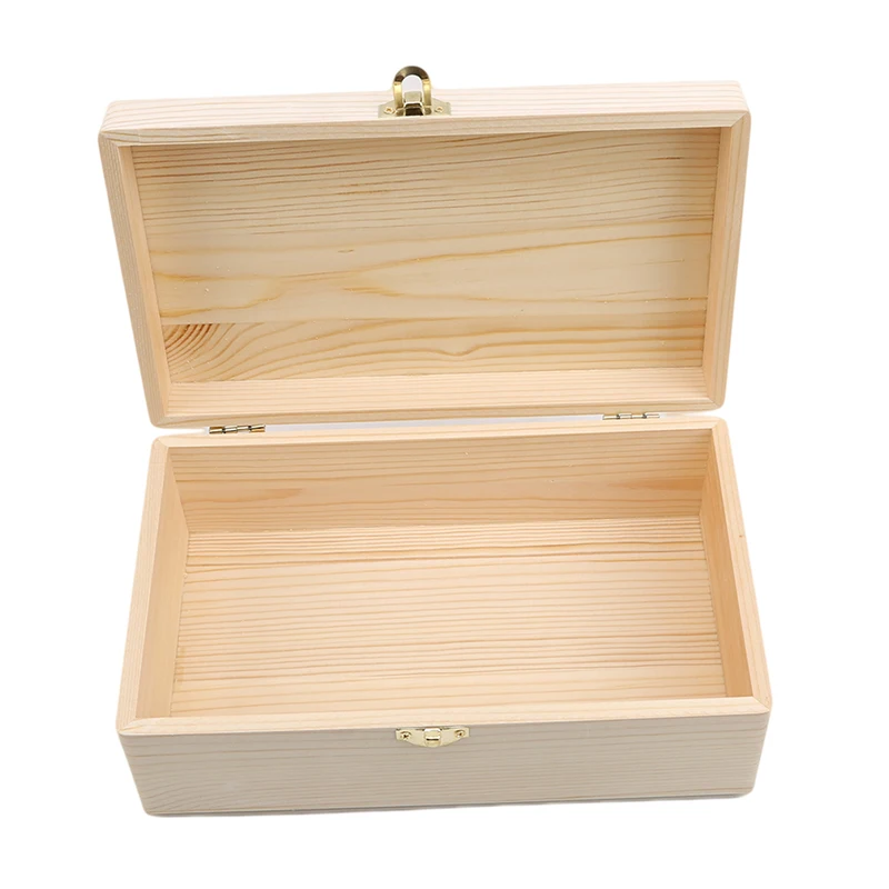 

New Home Storage Box Wooden With Lid Golden Lock Postcard Organizer Handmade Craft Jewelry Case Wooden Box Casket Home