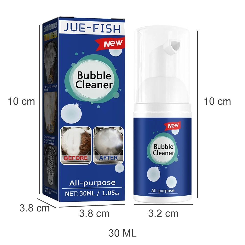 30ml/100ml Oil Stain Bubble Cleaner Multi-Purpose Foam Cleaner Oil Stain Remover for Kitchen Hood and Ware for House Cleaning