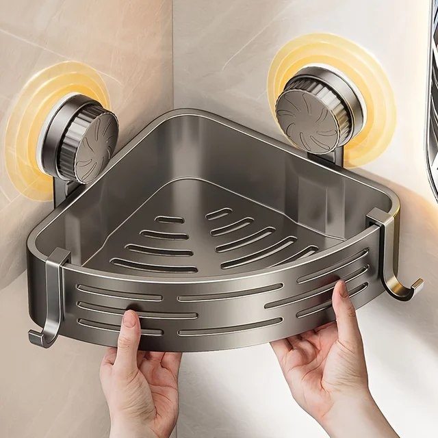 Suction Cup Bathroom Shelf with Hooks 6