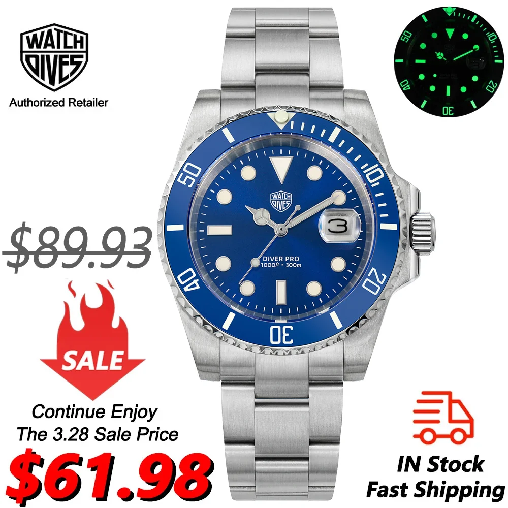 Watchdives WD1680Q Quartz Watch Sapphire Crystal Stainless Steel Dive Wristwatch 300m Water Resistance C3 Super Luminous Watches golden rod underground water detector admt 300ht3 100 200 300m water well detector