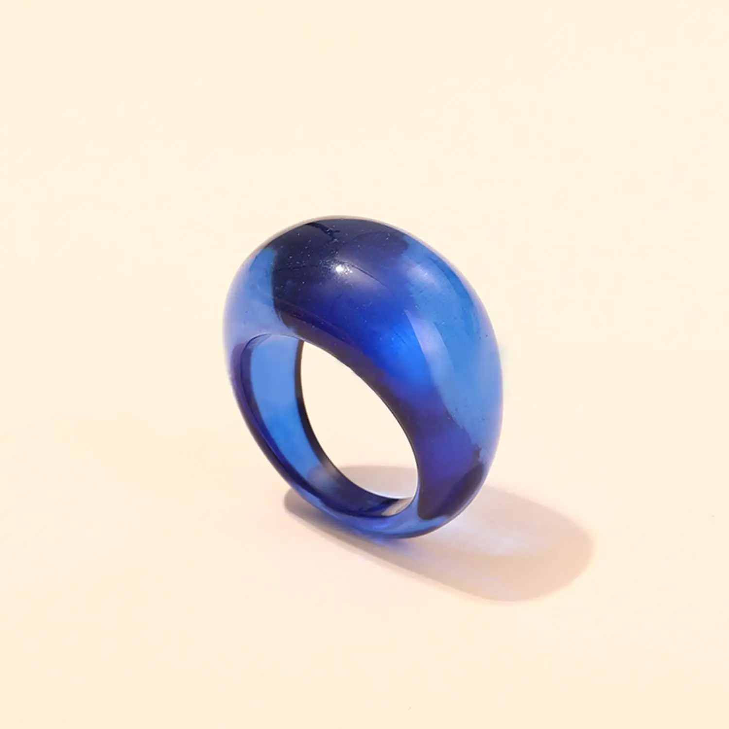Korean Colorful Acrylic Vintage Round Rings - Bold Fashion Jewelry