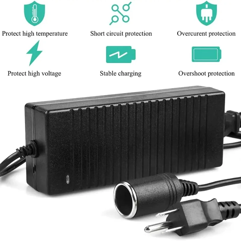 Universal AC to DC Power Converter with 12V Car Adapter Socket, 180W 15A Power Supply