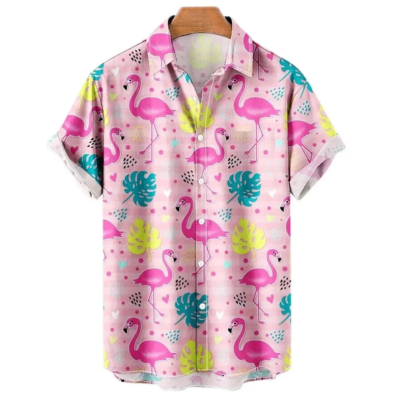 Fashion Men's Women's Duck Beach Shirts Casual Breathable Duck Hawaiian Shirts Plus Size Lapel Blouse Short-Sleeved Shirt Unisex 6