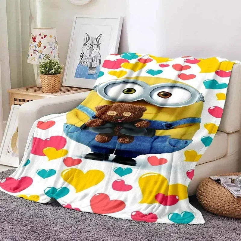 3D Printed Cartoon Cute Big Eyes A-Minions Blanket Soft and Comfortable Children's Nap Blanket Portable Travel Blanket 6