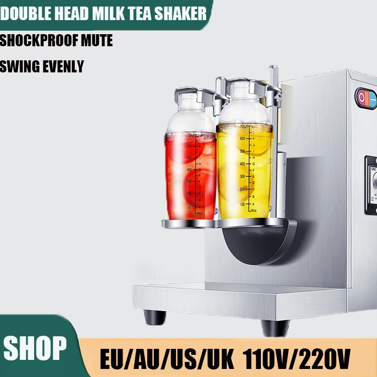 

Stainless Steel Milk Tea Shaking Machine Commercial Bubble Boba Shaker 350-750ML Auto Double-Cup Beverage Coffee Milkshake Maker