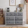 Dresser with 8 Drawers - Chest Clothing Organizer Unit with Steel Frame Wood Top Knob Handle Easy Pull Fabric Bins - Larg 6