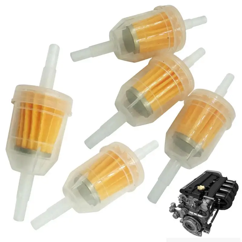 

Inline Oil Filter Mower Petrol Filter 5PCS Universal Inline Oil Filters Lawn Mower Small Engine Replacement Parts For 6mm Or 8mm