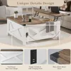 Lift Top Coffee Table, Square Coffee Table with Hidden Storage, Farmhouse Wood Table with Charging Station and Barn Door for Li 4